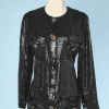 Veste vintage longue pailletée noire