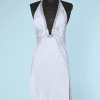 Robe vintage en jersey de soie bleu brodée de strass Roberto Cavalli