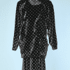 Tailleur 1980 en velours noir à pois blancs Ungaro