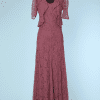 Robe longue 1930 en dentelle violine et boléro