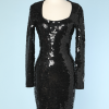 Robe vintage entièrement pailletée noire