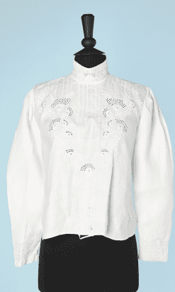 Chemisier 1900 en coton blanc brodé
