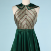 Robe de plage 1930 en satin de soie vert imprimé de frises florales (Copie)
