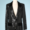 nA4223 Veste en soie noire entièrement recouverte de paillettes et perles transparentes t40 008