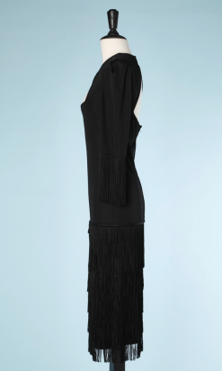 nA5161-Robe-du-soir-en-jersey-de-soie-noir-à-franges-Loris-Azzaro-t36-36-01