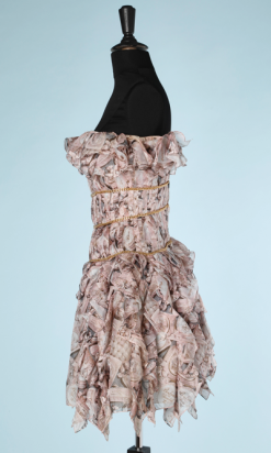 nA6105-Robe-chanel-bustier-en-mousseline-imprimée-à-chaines-dorées-t34-36-01