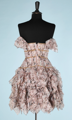 nA6105-Robe-chanel-bustier-en-mousseline-imprimée-à-chaines-dorées-t34-36-01