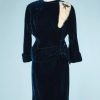 na5884-Tailleur-1950-en-velours-de-soie-bleu-canard-t36-01