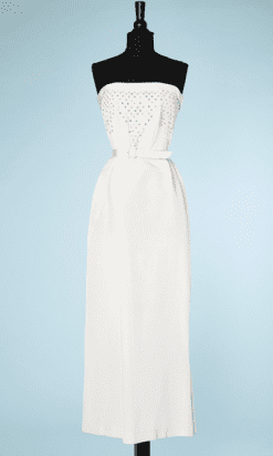 na6464-Tailleur-du-soir-Robe-bustier-et-Veste-en-reps-blanc-cousu-de-paillettes-dorées-t38-01