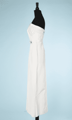 na6464-Tailleur-du-soir-Robe-bustier-et-Veste-en-reps-blanc-cousu-de-paillettes-dorées-t38-01