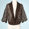 na6784-Chemisier-1920-30-en-voile-de-coton-marron-imprimé-de-fleurs-écrues-t40.-01