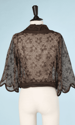 na6784-Chemisier-1920-30-en-voile-de-coton-marron-imprimé-de-fleurs-écrues-t40.-01