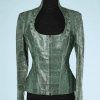 nA6140-Blouson-en-pyton-vert-encolure-arrondi-col-haut-t36-38-01