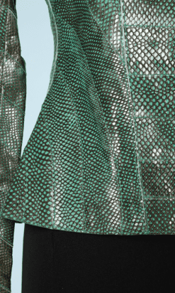 nA6140-Blouson-en-pyton-vert-encolure-arrondi-col-haut-t36-38-01