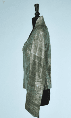 nA6140-Blouson-en-pyton-vert-encolure-arrondi-col-haut-t36-38-01