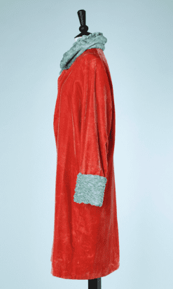 na6747-Manteau-1920-en-velours-orange-col-et-poignets-en-velours-turquoise-t38-40-01
