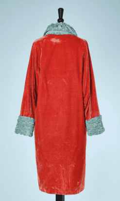 na6747-Manteau-1920-en-velours-orange-col-et-poignets-en-velours-turquoise-t38-40-01