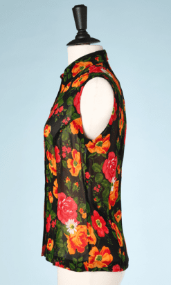 nA8052-Chemisier-en-voile-de-crêpe-noir-imprimé-de-fleurs-oranges-et-rouges-Dolce-Gabbana-Basic-t38-40-01