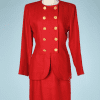 nA8062-Tailleur-en-lin-rouge-et-boutons-dorés-Yves-Saint-Laurent-t36-01