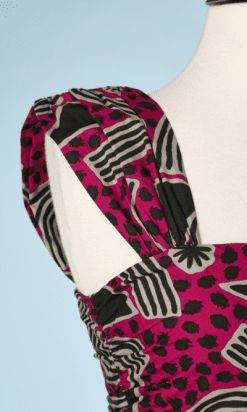 nA8118-Robe-sans-manches-en-coton-motifs-ethniques-rose-noir-écru-t34