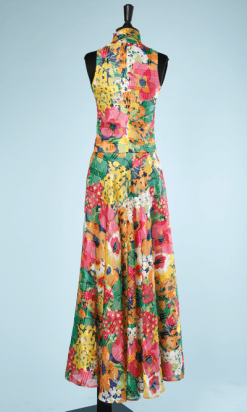 nA8158-Tailleur-chemisier-et-jupe-longue-1970-en-voile-à-rayures-imprimé-de-fleurs-multicolores-t36-01