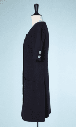 nA8352-Robe-Karl-Lagerfeld-en-jersey-laine-marine-boutons-fleurs-T38-01