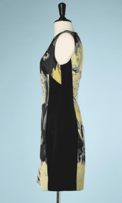 nA8403-Robe-noir-et-jaune-imprimé-Versace-T40-01