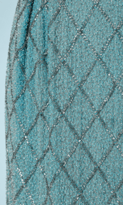 nA8421-Robe-de-cocktail-1960-en-mousseline-turquoise-perlée-argent-T36
