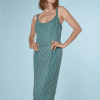 nA8421-Robe-de-cocktail-1960-en-mousseline-turquoise-perlée-argent-T36