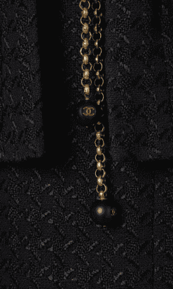 A8586-Tailleur-3-pièces-Chanel-en-lainage-tissé-noir-et-soie-bleue-imprimée-t34-36