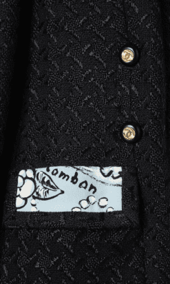 A8586-Tailleur-3-pièces-Chanel-en-lainage-tissé-noir-et-soie-bleue-imprimée-t34-36