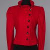 Red thin wool jacket with black buttons Pierre Cardin