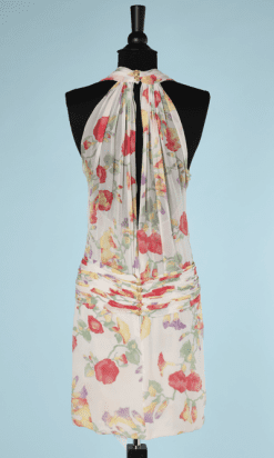 nA6127-Robe-courte-en-mousseline-blanche-imprimé-floral-Chanel-t36-01