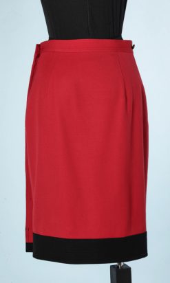 na8822-jupe-vintage-rouge-et-bordure-noire-surpiquée-Gianni-Versace-t36-001