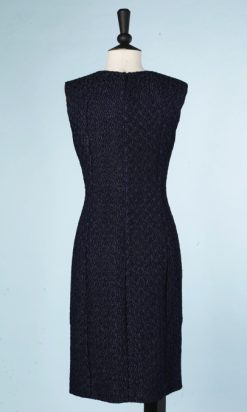 na8824-Robe-vintnage-Ninna-ricci-viscosze-mnarine-et-noire-gnaufrée-et-fils-lurex-t36-38-001