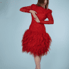 na8858-Robe-1980-en-dentelle-brodée-rouge-volants-Bill-Blass-T36-02