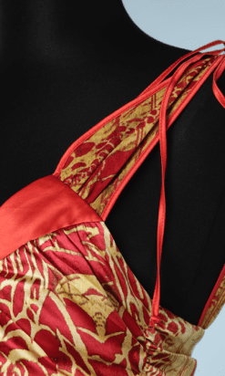 nA9122-Robe-vintage-Roberto-Cavalli-en-soie-imprimée-jaune-et-rouge-t36-01