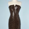nA9219-Robe-du-soir-bustier-Christian-Dior-en-mousseline-imprimé-léopard-recouvert-paillettes-doublée-de-soie-noire-t38-01