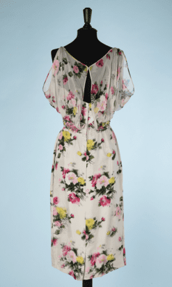 na9681-Robe-de-cocktail-1960-en-soie-jacquard-et-moussline-imprimée-fleurs-pailletée-t34-01