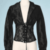 A7540-Veste-courte-en-faille-noire-et-dentelle-et-strass-Luisa-Spagnoli-t36-01