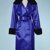 B0166-Manteau-1980-en-satin-bleu-électrique-fausse-fourrure-noire-col-et-poignets-t42-01