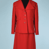 B0167-Tailleur-Christian-Dior-New-York-en-lainage-rouge-orangé-boutons-dorés-Veste-38-jupe-36-01