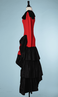 B0198-Robe-en-jersey-rouge-et-taffetas-noir-flamenco-Loris-Azzaro-t36-38-01