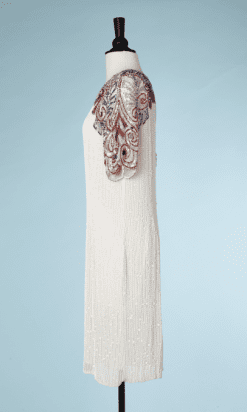 B0214-Robe-de-cocktail-blanche-1980-entièrement-pailletée-et-perlée-Oleg-Cassini-Black-tie-t40-01