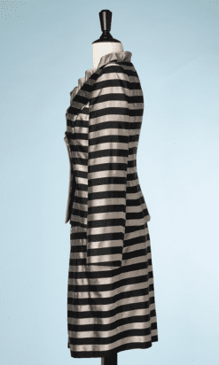 B0241-Tailleur-Robe-et-Veste-Armani-en-soie-rayures-mordoré-et-noires-t36-01