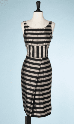 B0241-Tailleur-Robe-et-Veste-Armani-en-soie-rayures-mordoré-et-noires-t36-01