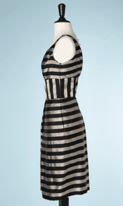 B0241-Tailleur-Robe-et-Veste-Armani-en-soie-rayures-mordoré-et-noires-t36-01