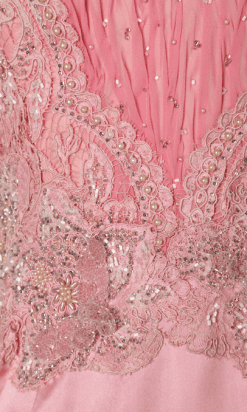 B0249-Robe-du-soir-1960-en-satin-de-soie-rose-et-dentelle-perlée-boléro-t34-06