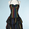 B0255-Ensemble-Robe-en-faille-noire-imprimé-de-rubans-de-couleurs-et-Veste-en-velours-noir-Popy-Moreni-t38-07
