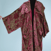 B0345-Manteau-dopéra-en-satin-de-soie-vert-et-velours-dévoré-fuchsia-t42-02